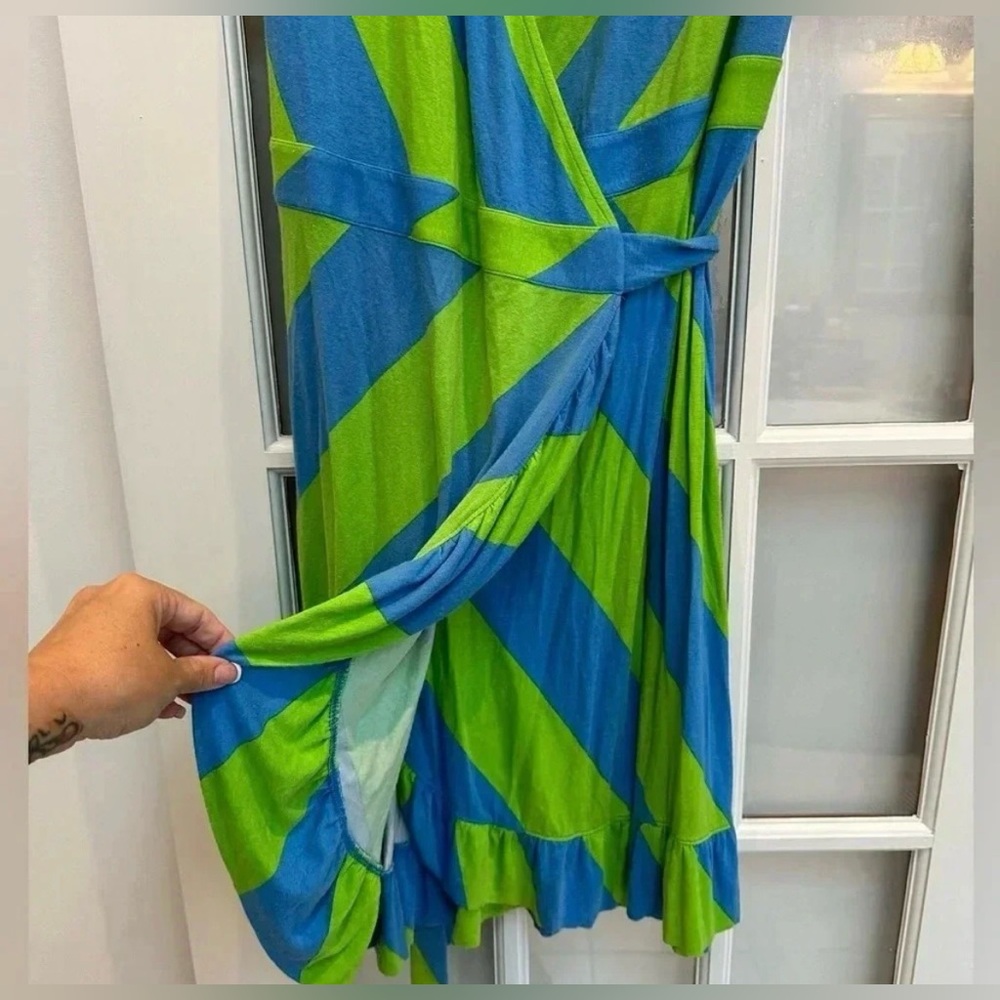Lilly Pulitzer Adriel Wrap Dress Flutter Sleeve Always A Party Striped Size XL - Picture 6 of 9